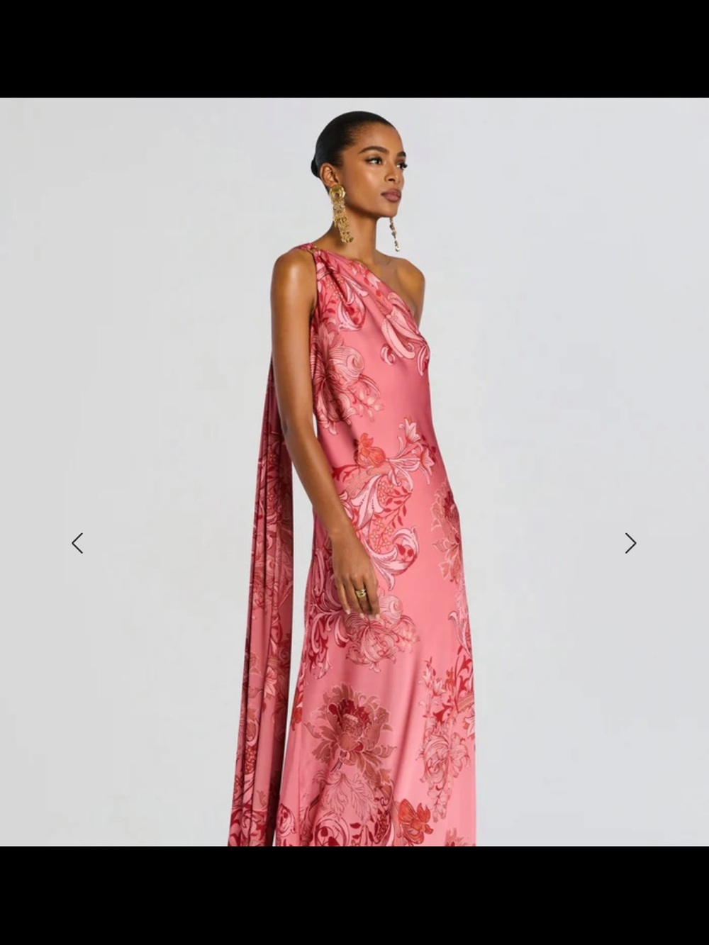 RETROFETE / HEMANT & NANDITA Pink One-Shoulder Floral Evening Gown - Picture 2 of 3